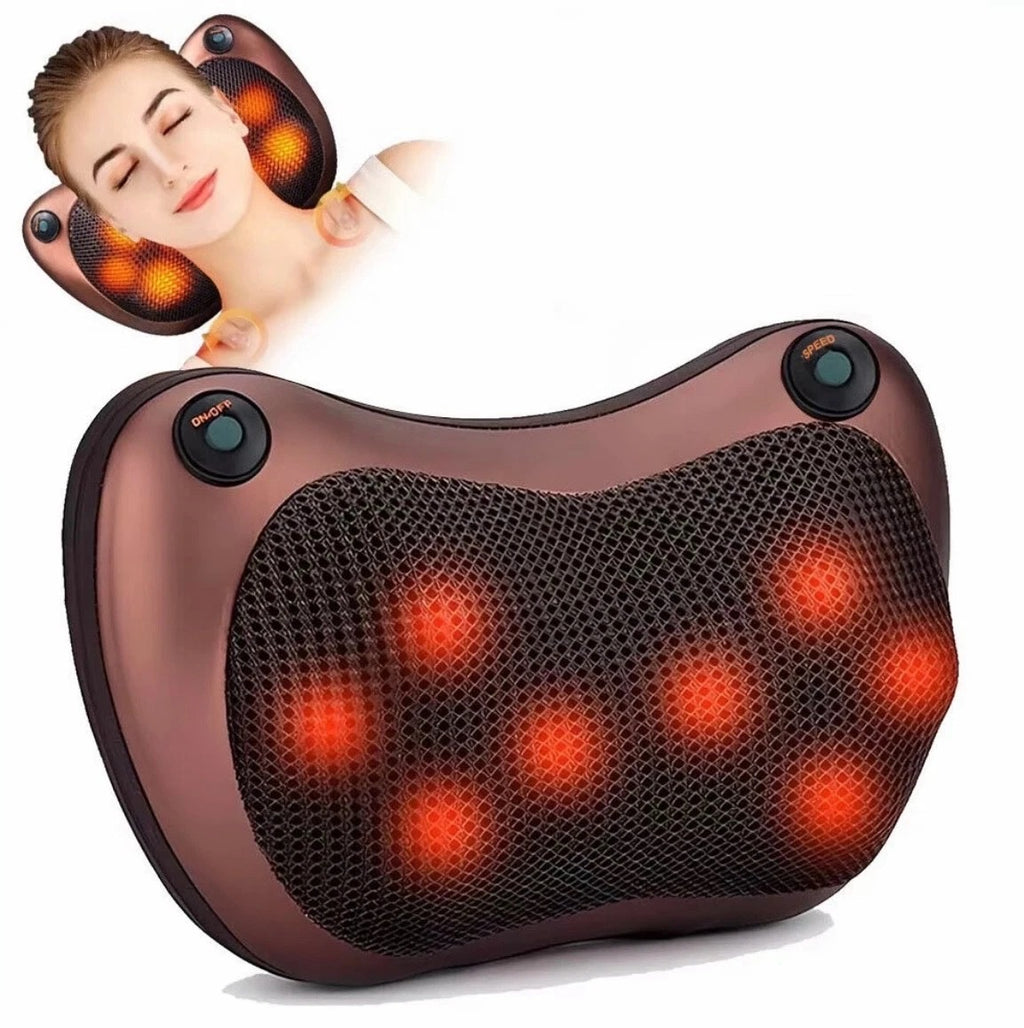 Neck and Back Massager Pillow with 3D Kneading - Electric Shiatsu Cushion