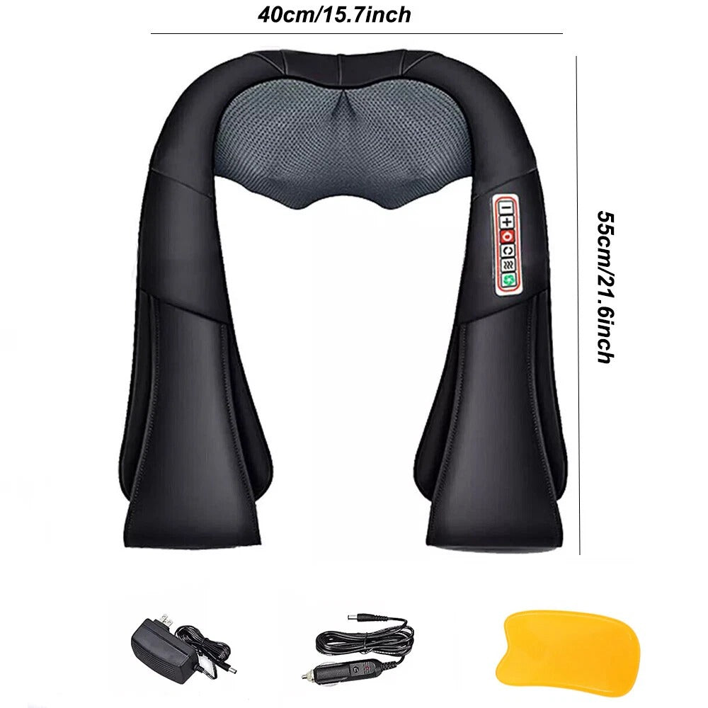 Electric Shiatsu Back Neck Shoulder Massager with Heat Kneading Body Car Home