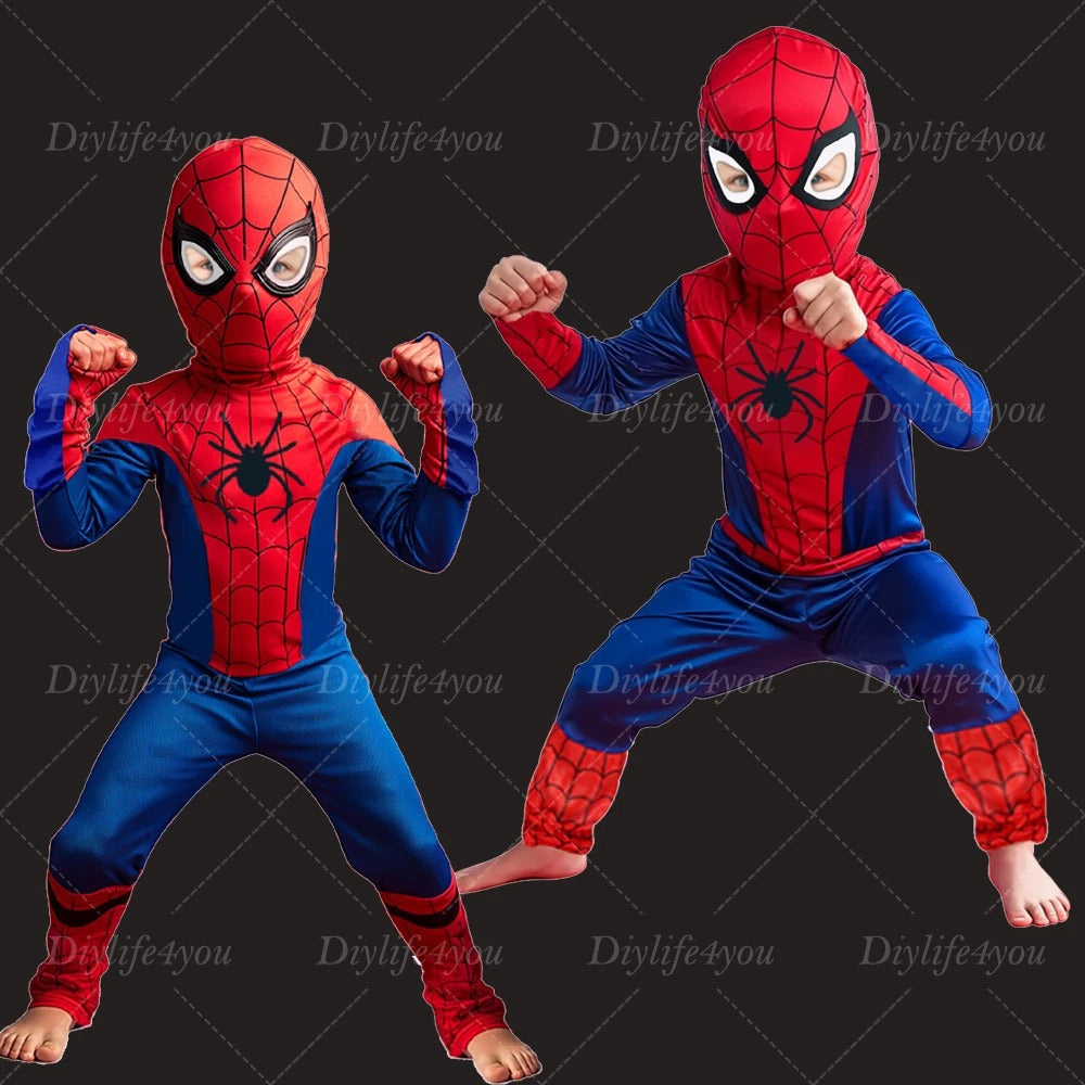 Kids SpiderMan Cosplay Costume Boys Tobey Maguire Outfit Jumpsuit Clothes 3-7Age