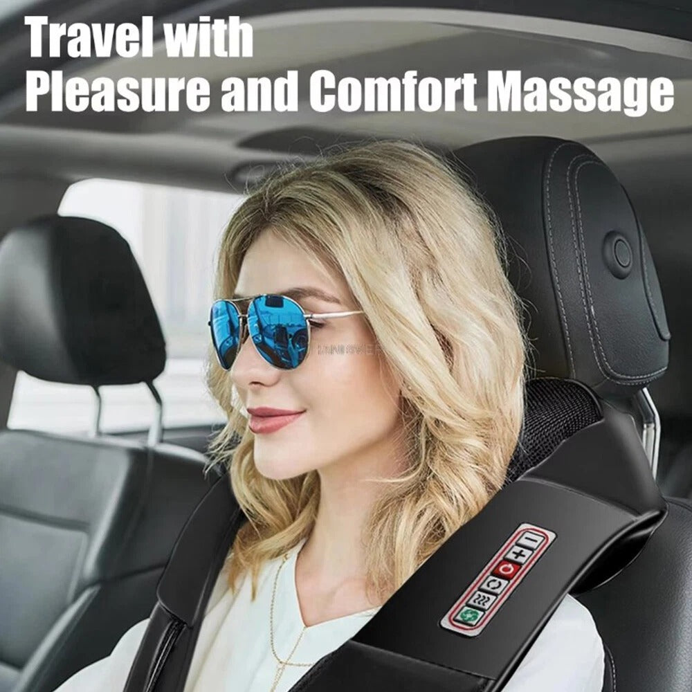 Electric Shiatsu Back Neck Shoulder Massager with Heat Kneading Body Car Home