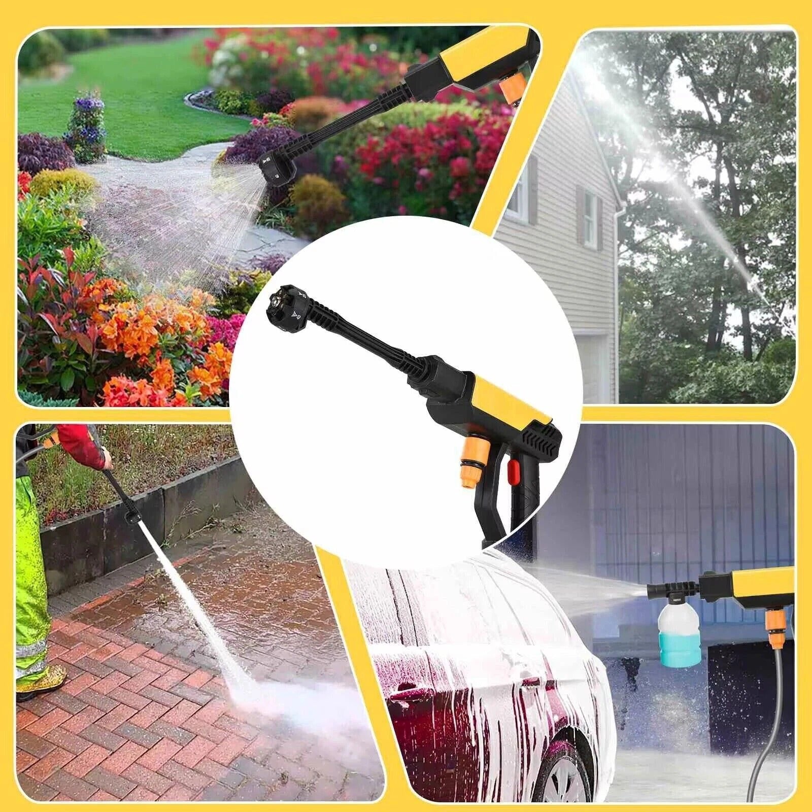 2 Battery Cordless Car High Pressure Washer Jet Water Wash Cleaner Gun Portable