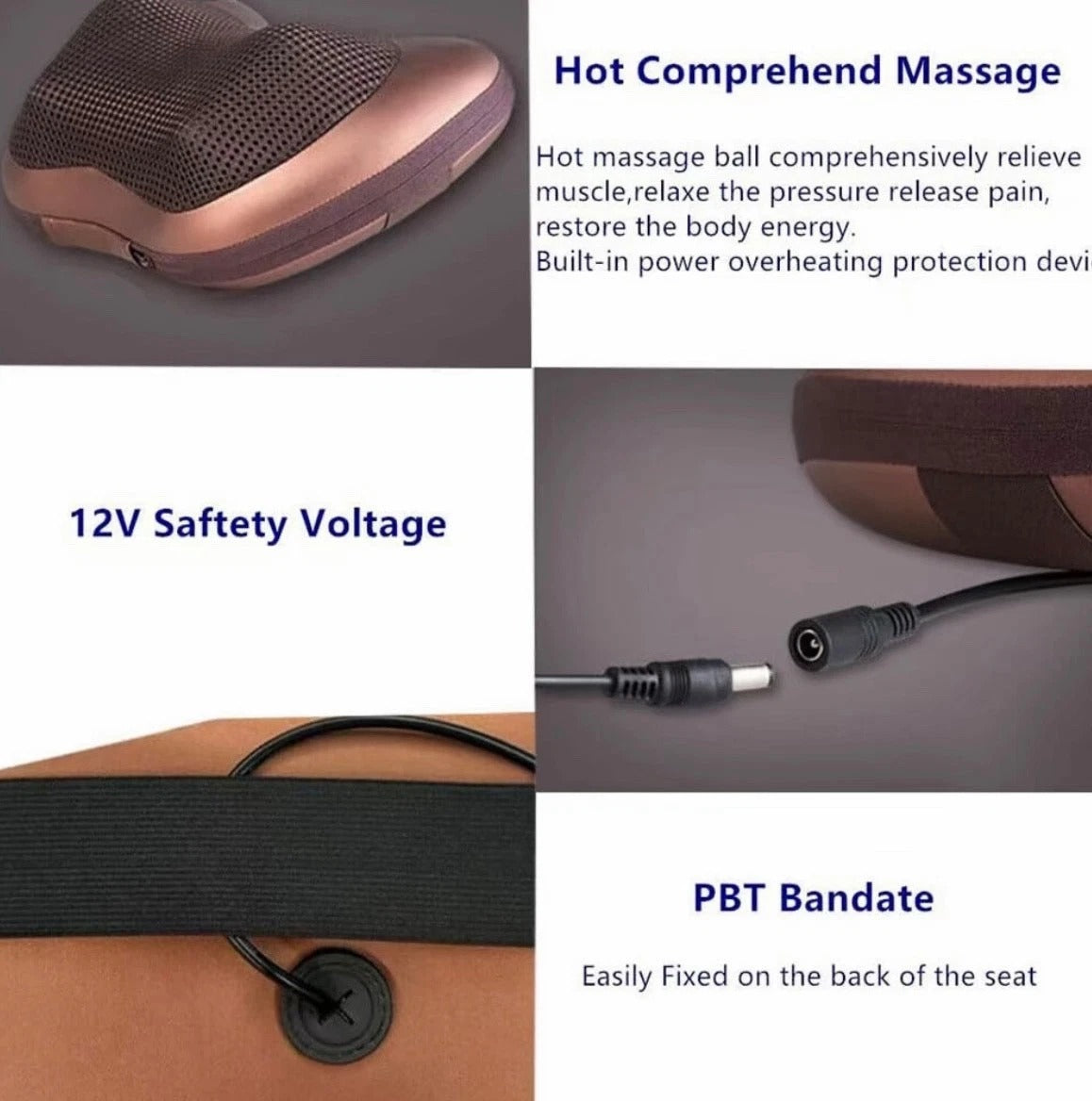 Neck and Back Massager Pillow with 3D Kneading - Electric Shiatsu Cushion