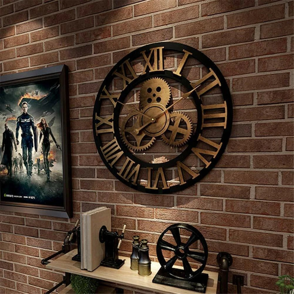 Extra Large Roman Numerals Skeleton Wall Clock Big Giant Open Face Round Clocks