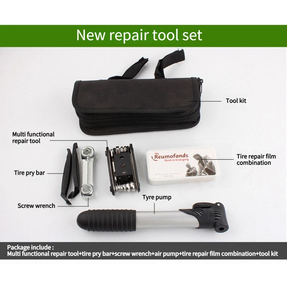 Bike Cycle Bicycle Frame Tools Puncture Repair Kit Carry Case Bag with Pump Set