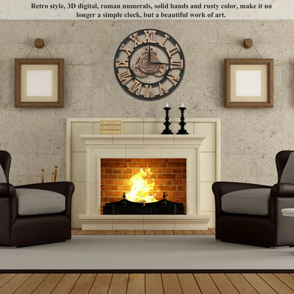 Extra Large Roman Numerals Skeleton Wall Clock Big Giant Open Face Round Clocks