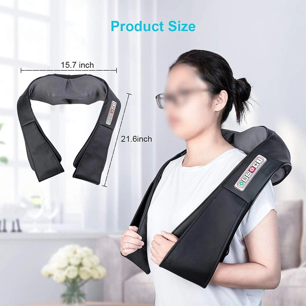 Electric Shiatsu Back Neck Shoulder Massager with Heat Kneading Body Car Home