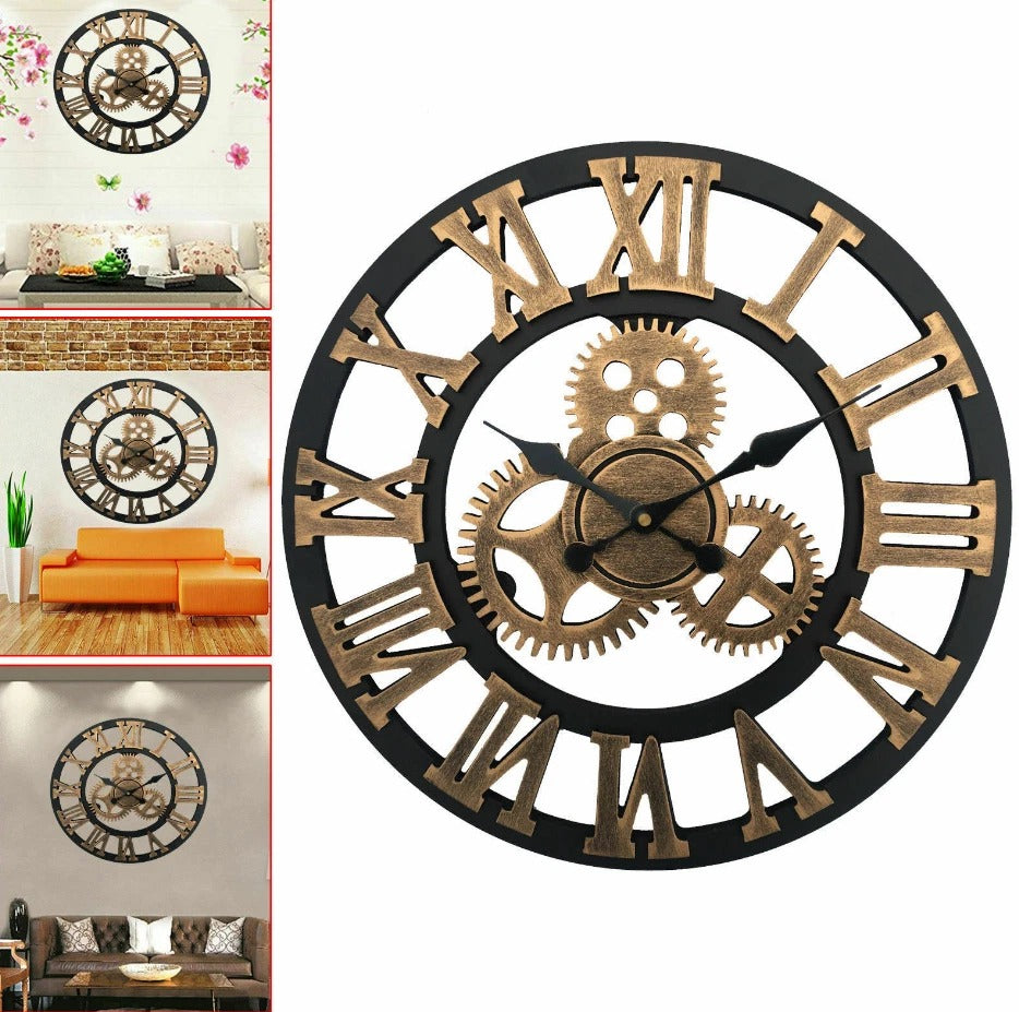 Extra Large Roman Numerals Skeleton Wall Clock Big Giant Open Face Round Clocks